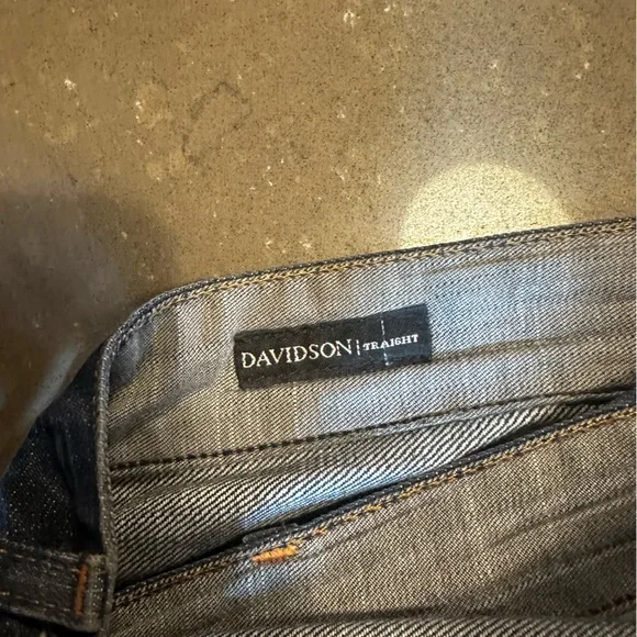 Kasil workshop Davison straight leg, modern vintage blue denim jeans 33 x 34